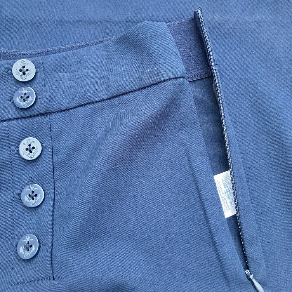 Chaps Dress Pants Sz 12 Navy Wide Leg Zip Navy Careerwear Minimalist Old Money - Picture 5 of 11